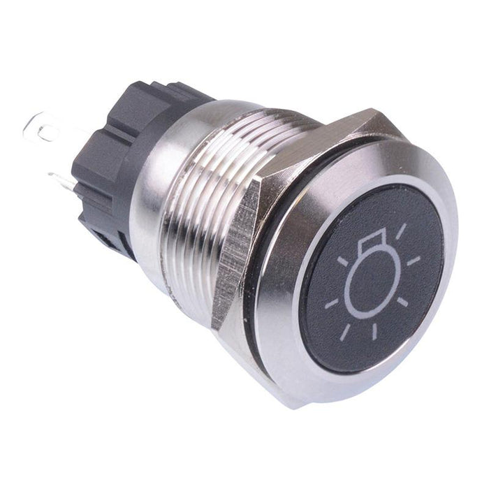 Cabin Light' White LED Latching 19mm Vandal Push Button Switch SPDT 12V