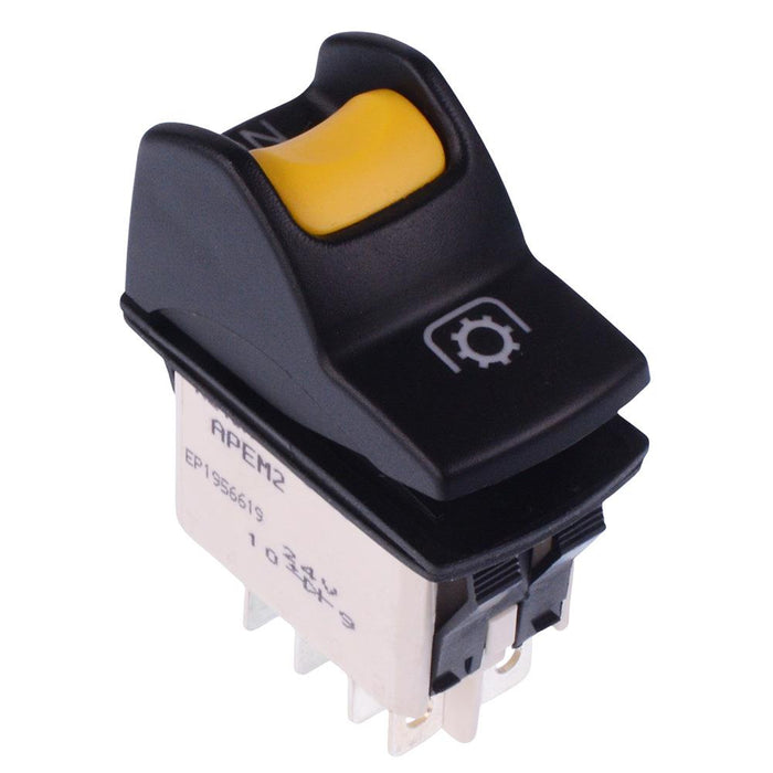 KL46CAKLG225N0160 APEM On-On Yellow 24V Locking Power Rocker Switch DPDT IP68