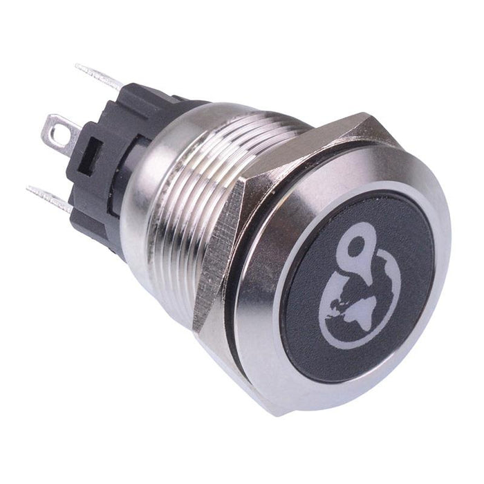 GPS' Red LED Latching 19mm Vandal Push Button Switch SPDT 12V