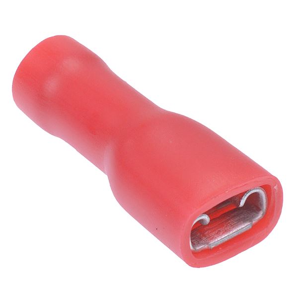 4.8mm Red Female Insulated Double Crimp Connector Terminal  (Pack of 100)