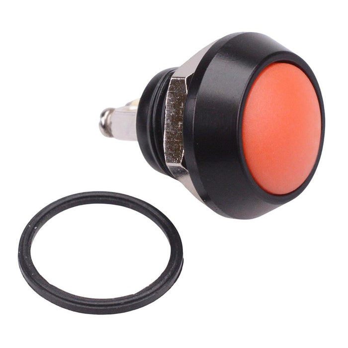 Orange Round Off-(On) Momentary 12mm Metal Push Button Switch Screw IP65 SPST