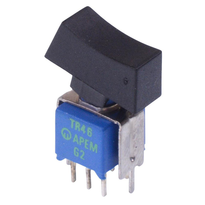 TR46Y0110 APEM On-On Subminiature Washable PCB Rocker Switch DPDT