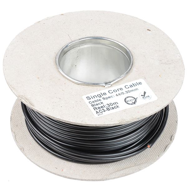 Black 3mm Cable 44/0.30mm 30M Reel