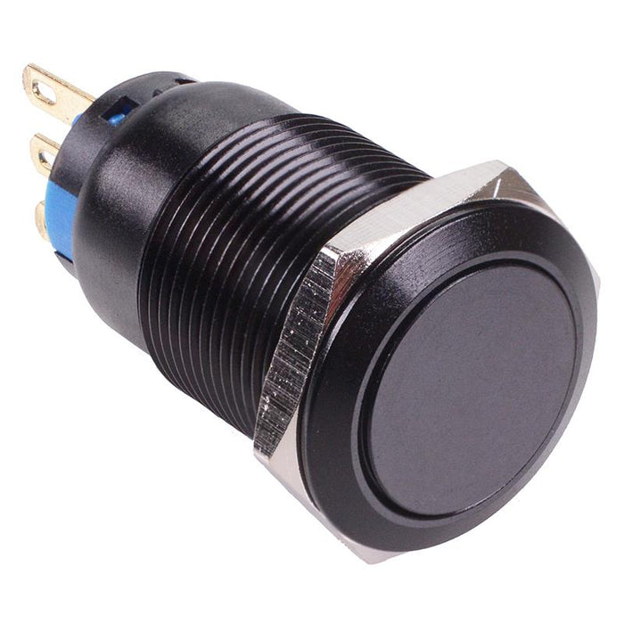 On-(On) Momentary 19mm Black Vandal Resistant Push Switch