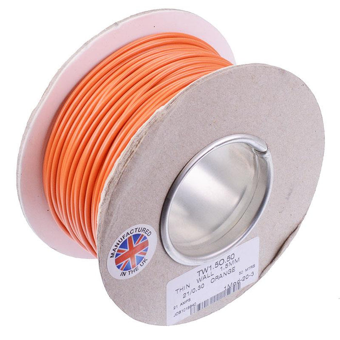 Orange 1.5mm² Thin Wall Cable 21/0.3mm 50M