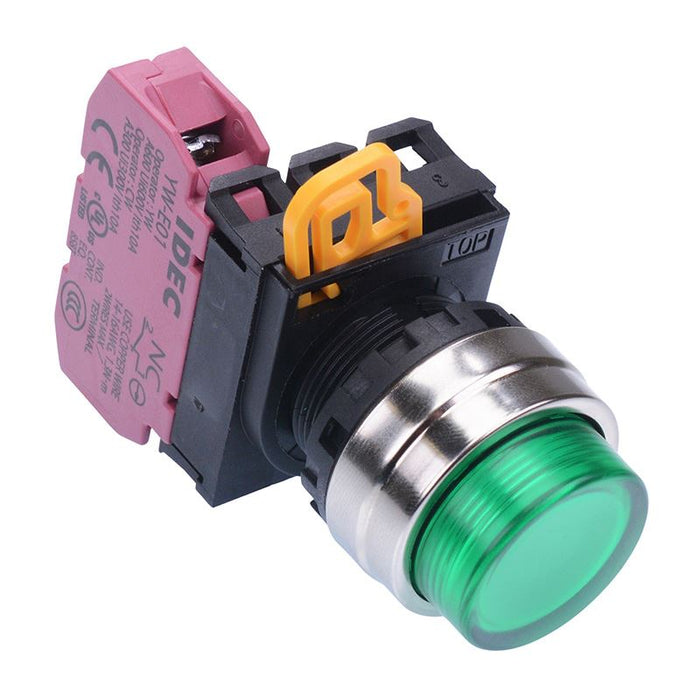 IDEC Green 22mm Metal Bezel Maintained Push Button Switch NC IP65 YW4L-A2E01Q0G