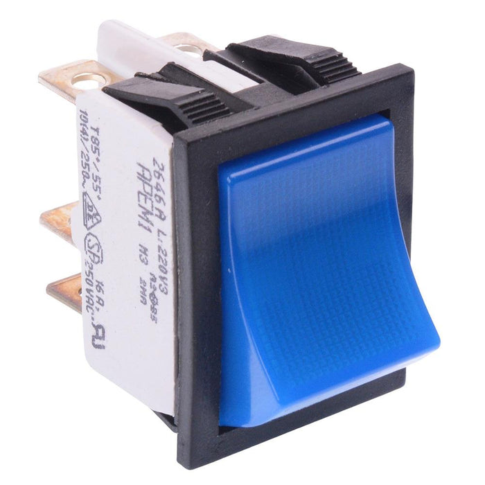 2646LH/2A23100L220V3 APEM 220V Blue illuminated On-On Industrial Rocker Switch DPDT 16A