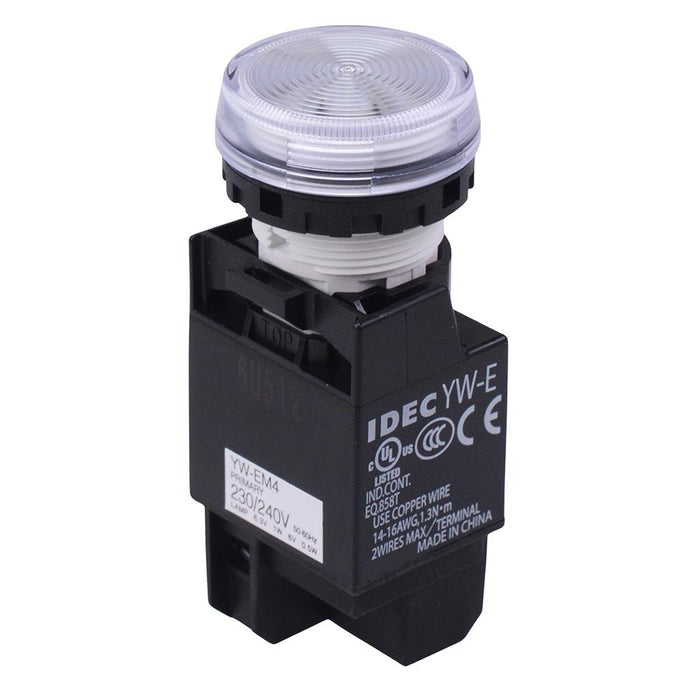 YW1P-1EM42PW White 230V LED Panel Mount Pilot Light Transformer IDEC