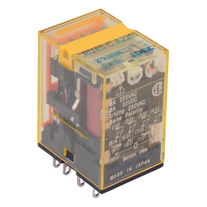 RU4S-C-A220 220-240VAC Plug In Power Relay 6A 4PDT IDEC