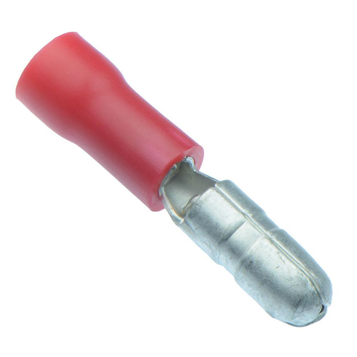 Red 4mm Male Bullet Crimp Connector (Pack of 100)