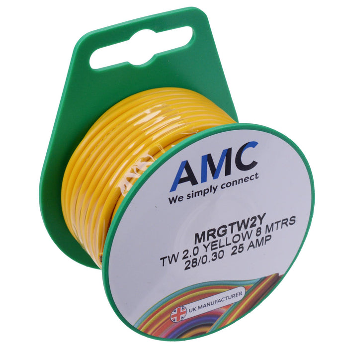 Yellow 2mm² Thin Wall 25A Cable Mini Reel 8M