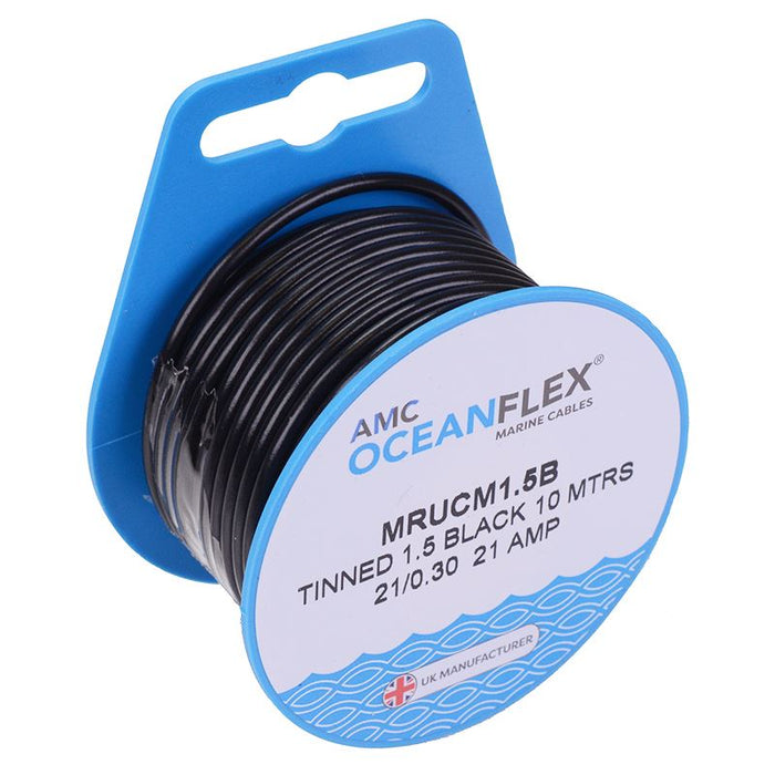 Black 1.5mm² Oceanflex 21A Cable Mini Reel 10M