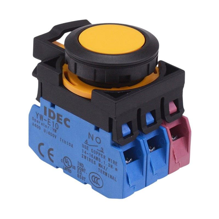IDEC CW Series Yellow Maintained Flush Push Button Switch 2NO-1NC IP65