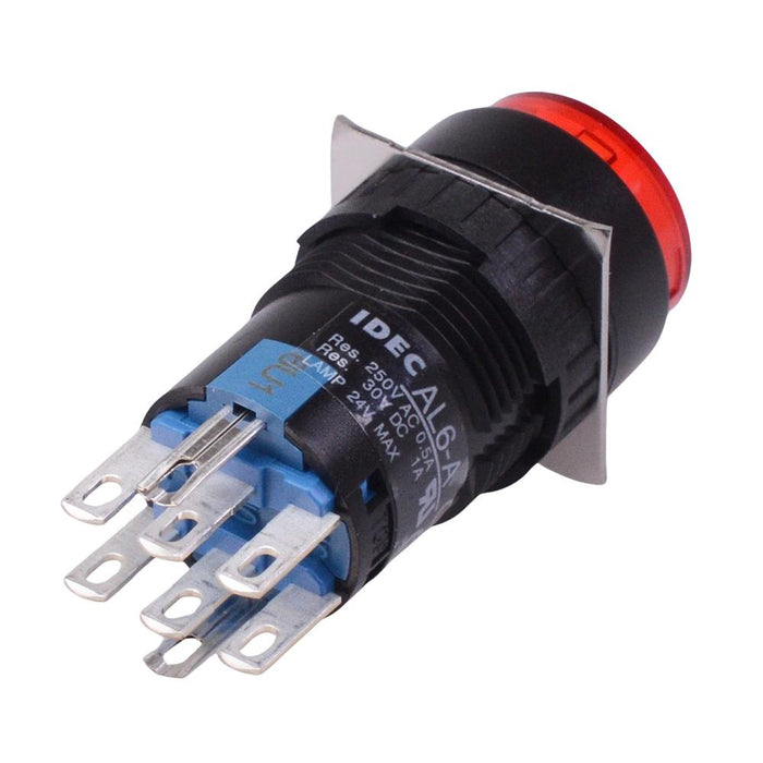 AL6M-A23R Red 16mm 12V Latching Round illuminated Push Button Switch DPDT