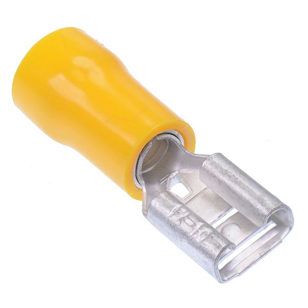 6.3mm Yellow Female Double Crimp Connector Terminal  (Pack of 100)