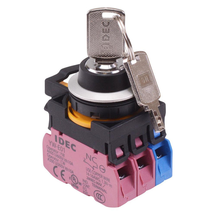 IDEC CW Series 2 Position Metallic Maintained Key Switch 1NO-2NC IP65