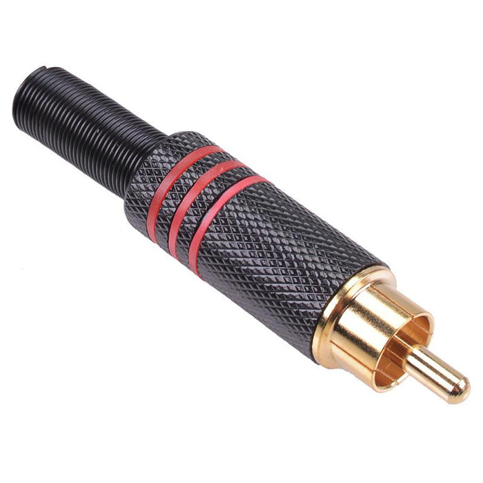 Red RCA Gold Plated Male Plug Connector