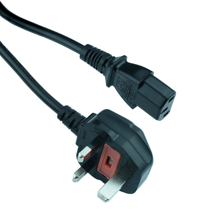 IEC Socket to UK Plug Cordset 10A Fused Cable Lead 2M