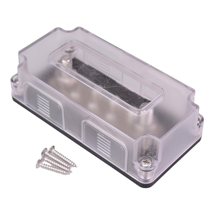 6 Way M5 Distribution Box with Clear Lid 300A 48VDC
