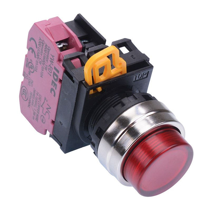 IDEC Red 12V illuminated 22mm Metal Bezel Maintained Push Button Switch NC IP65 YW4L-A2E01Q3R