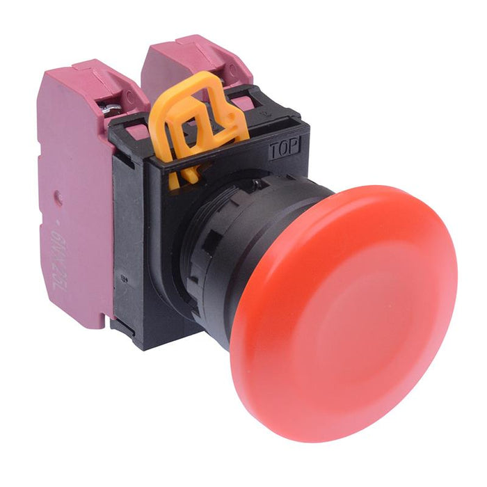 IDEC Red 22mm Mushroom Maintained Push Button Switch 2NC IP65 YW1B-A4E02R