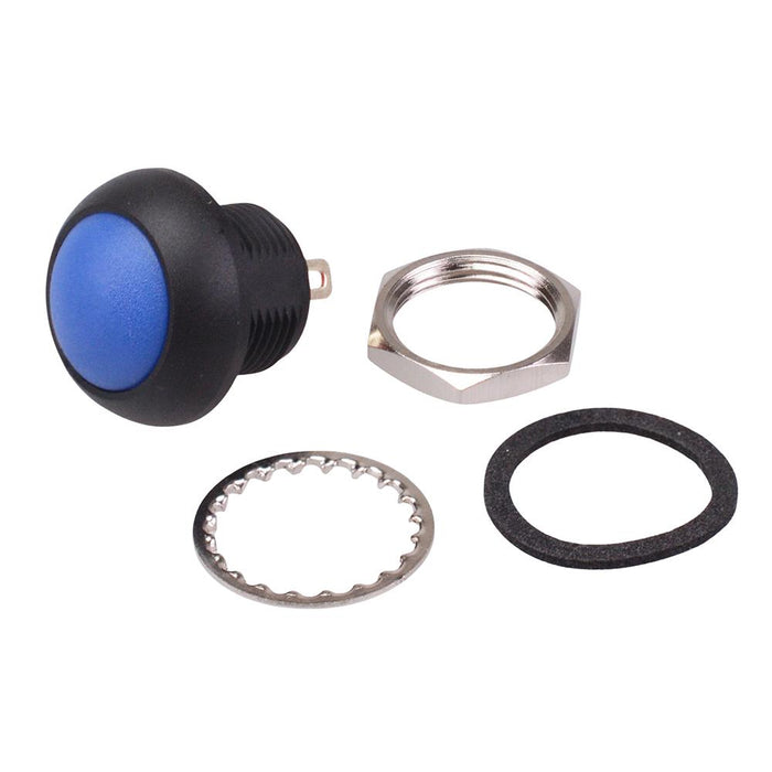 Blue Off-(On) Momentary 12mm Round Push Button Switch SPST IP67