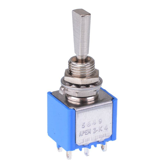 5649A9 APEM On-Off-On 6.35mm Miniature Toggle Switch DPDT 4A 30VDC