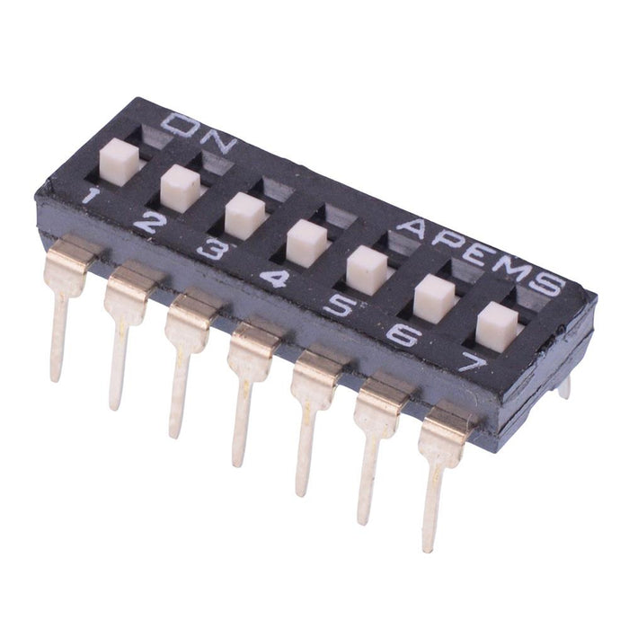 NDI-07SV APEM 7-Way 2.54mm Low Profile PCB Through Hole DIP Switch SPST