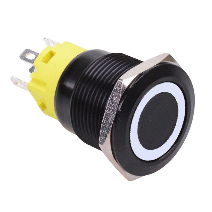 White LED On-(On) Momentary 19mm Vandal Resistant Push Button Switch SPDT