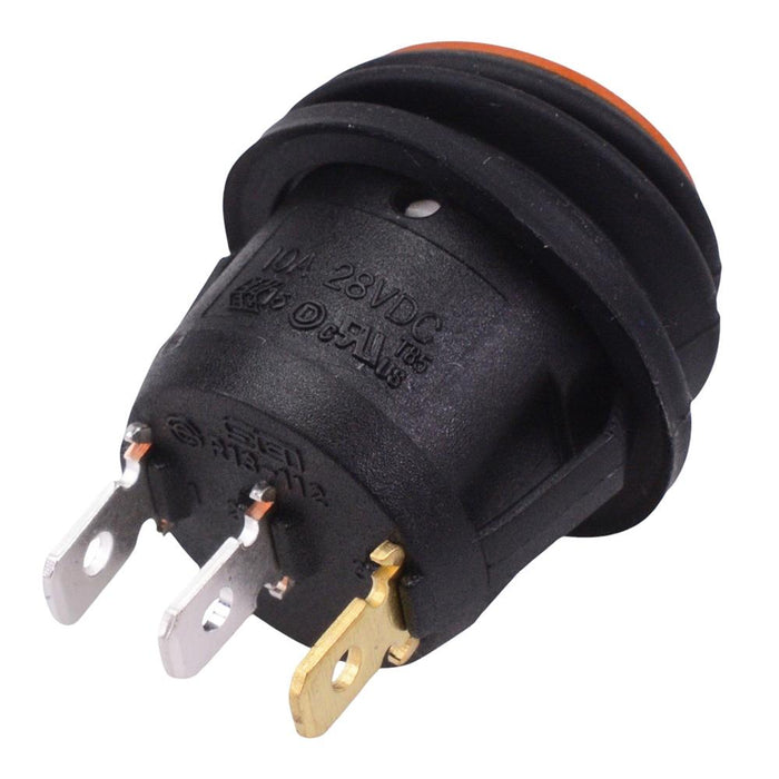 Yellow Waterproof 24V LED 20mm Round Rocker Switch SPST 10A R13-112B8W-02