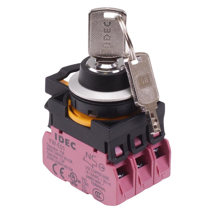 IDEC CW Series 2 Position Metallic Maintained Key Switch 3NC IP65