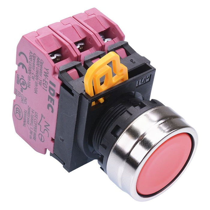 IDEC Red 22mm Metal Bezel Momentary Push Button Switch 3NC IP65 YW4B-M1E03R