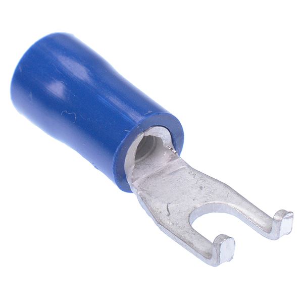 Blue 3.2mm Insulated Flanged Fork Crimp Terminal (Pack of 100)