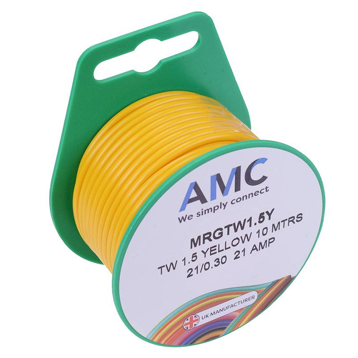 Yellow 1.5mm² Thin Wall 21A Cable Mini Reel 10M