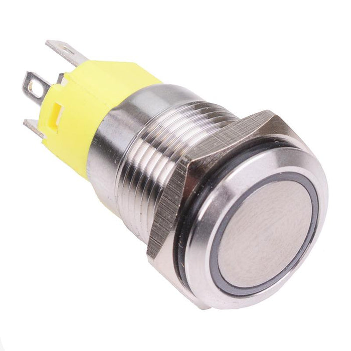 Blue LED 24V On-On Latching 16mm Vandal Push Switch SPDT