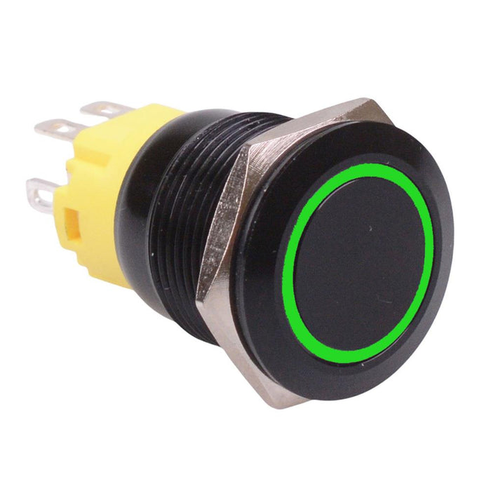 RGB Latching 19mm Black Vandal Resistant Push Button Switch 12V SPDT