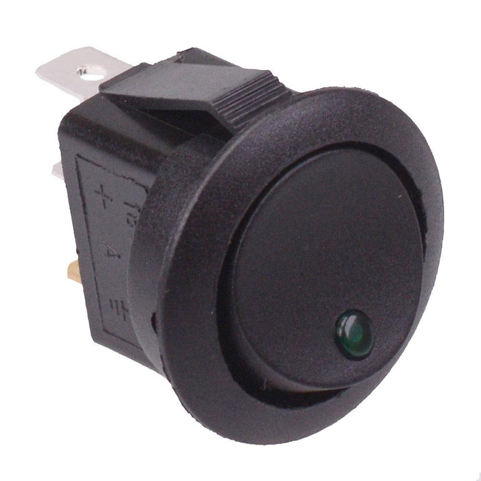 Green LED Round Rocker Switch 12V SPST