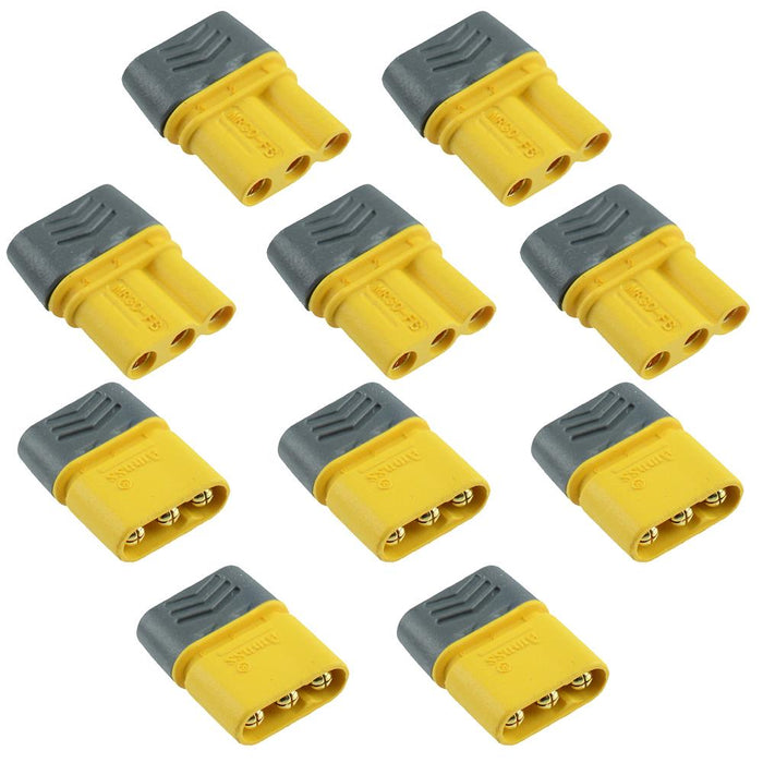5 Pairs Male + Female MR30 3 Pin Gold Plated Connector with Cap 15A Amass