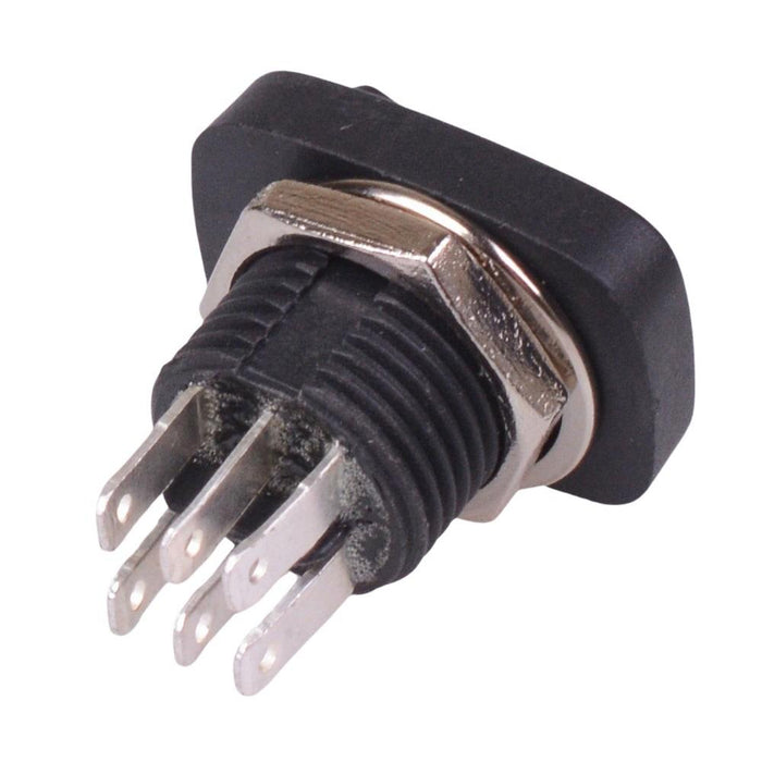 On-On Black 12mm Rocker Switch 6A DPDT R13-213B-03