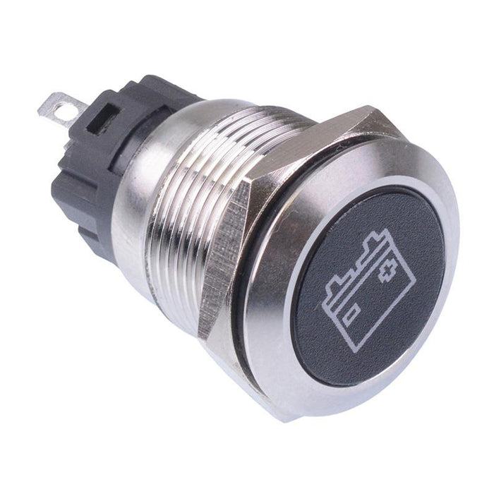 Battery' White LED Momentary 19mm Vandal Push Button Switch SPDT 12V