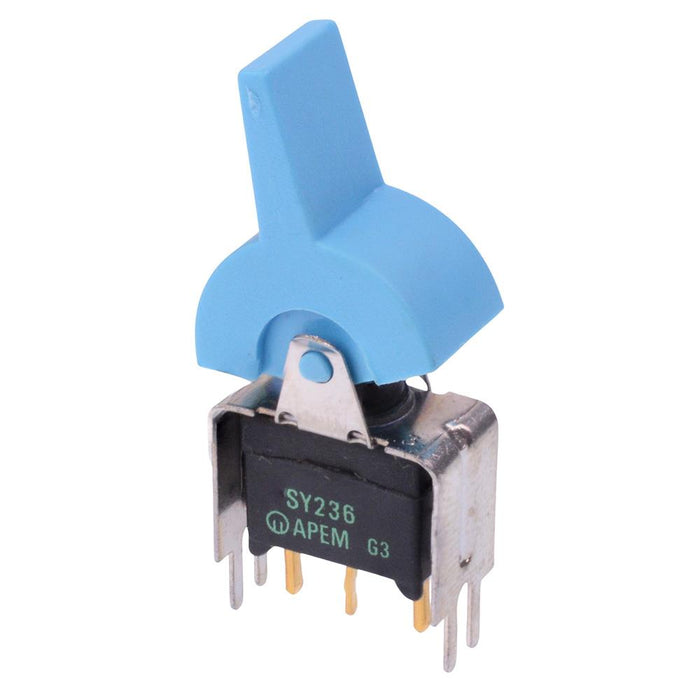 SY236CD-6 APEM Blue Paddle On-On Washable PCB Miniature Toggle Switch SPDT 0.4A 20V