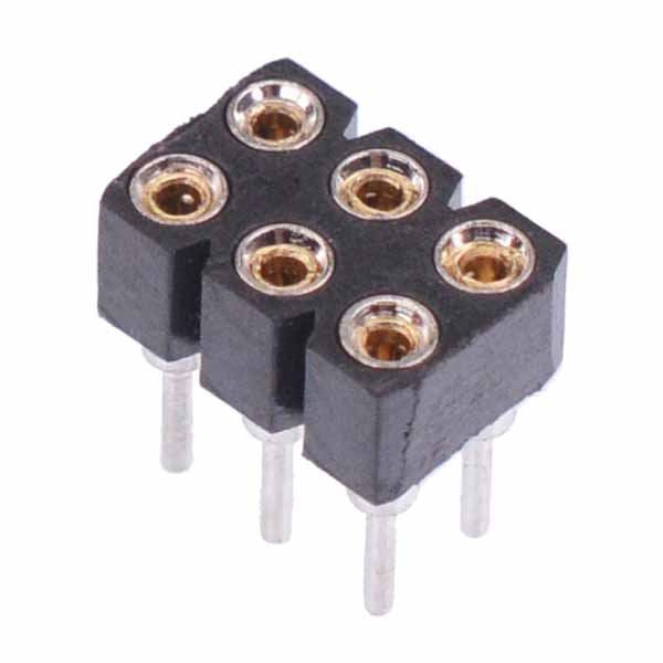 6 Pin Double Row Turned Pin Socket Connector 2.54mm