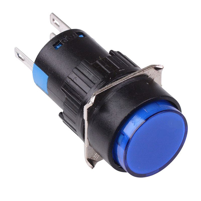 Blue Round Latching 16mm Push Button Switch NO/NC 230V