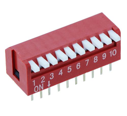 10-Way Piano DIP DIL Red PCB Switch