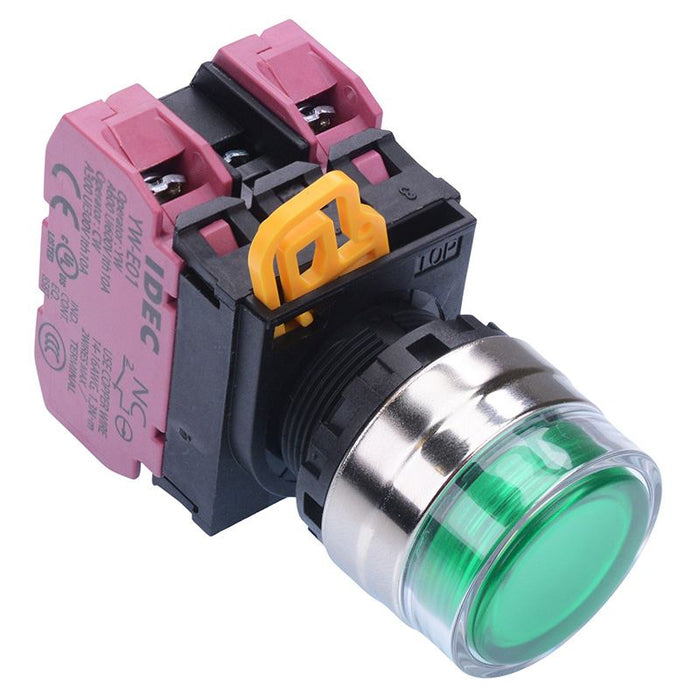 IDEC Green 12V illuminated 22mm Metal Bezel Maintained Shrouded Push Button Switch 2NC IP65 YW4L-AF2E02Q3G