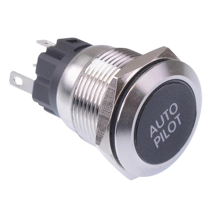 Auto Pilot' Red LED Momentary 19mm Vandal Push Button Switch SPDT 12V