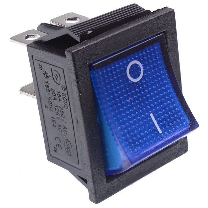 Blue illuminated Large On-Off Rocker Switch 230V