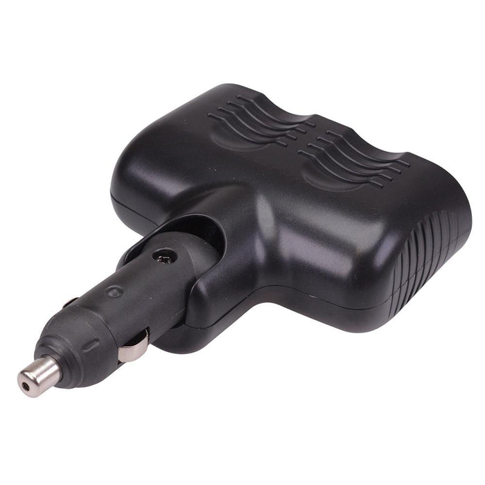 2 Way Cigarette Lighter Socket Splitter + Dual USB-A 12V/24V A13-123