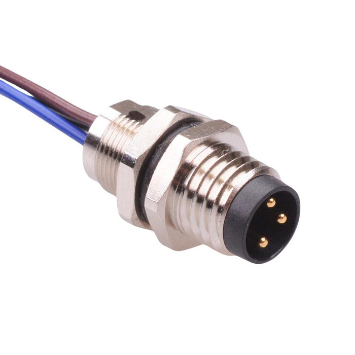 3 Way M8 Prewired Male Front Mounting Receptacle Circular Connector IP67 3A