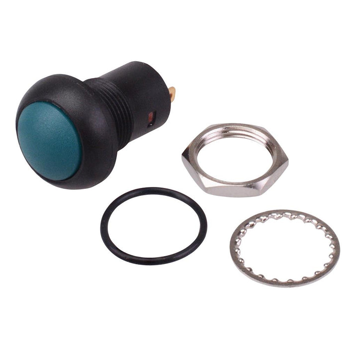Green On-Off Latching 12mm Round Push Button Switch SPST IP67